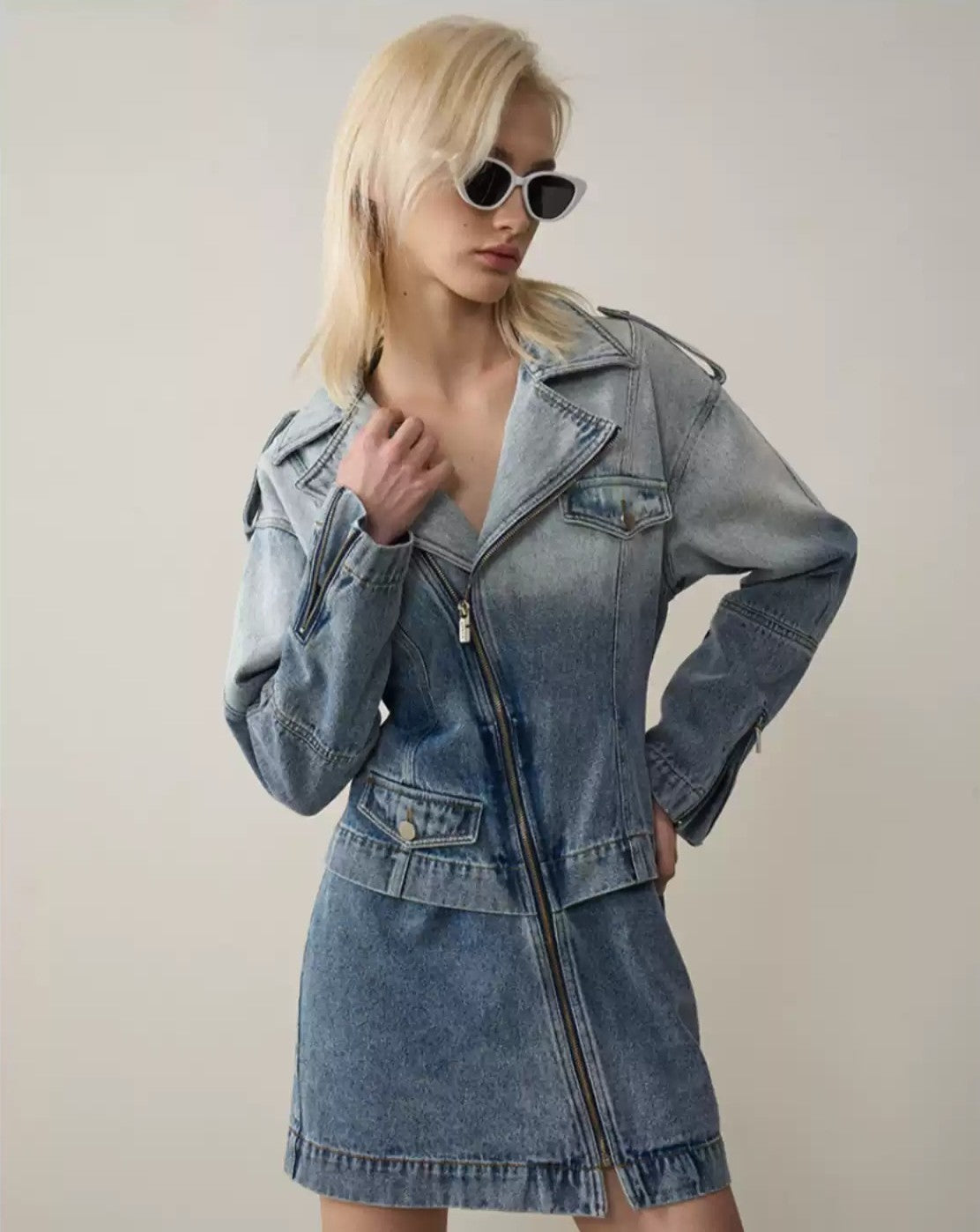 Retro Denim Two-Piece Dress