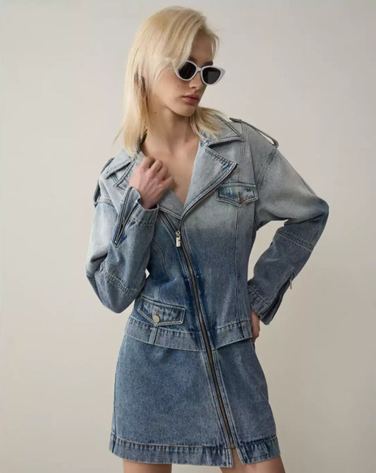 Retro Denim Two-Piece Dress