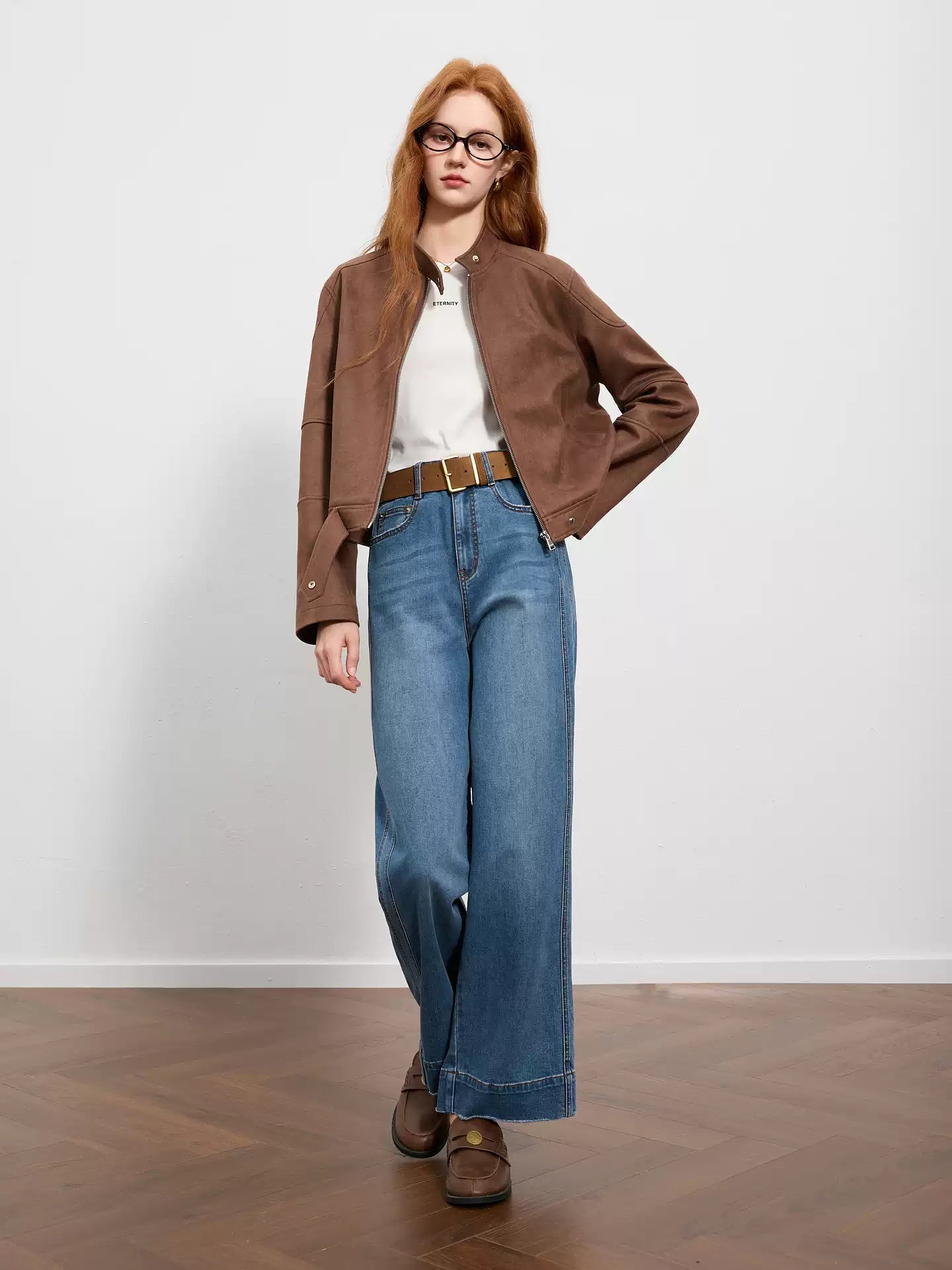 High-Waist Straight Wide-Leg Jeans