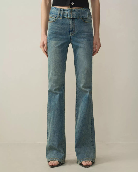 High-Waisted Stretch Flare Jeans