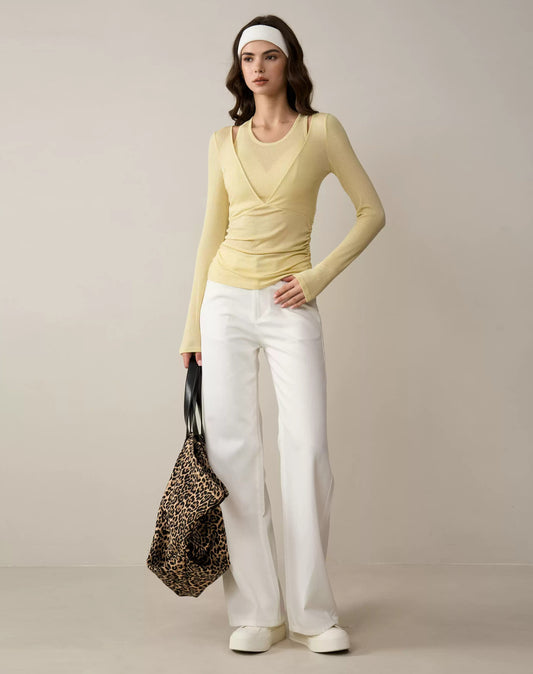 High-Waisted White Wide-Leg Jeans