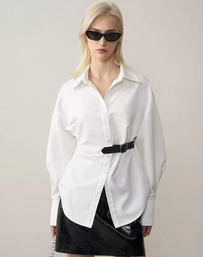 White Belted Waist Shirt – Spring Style