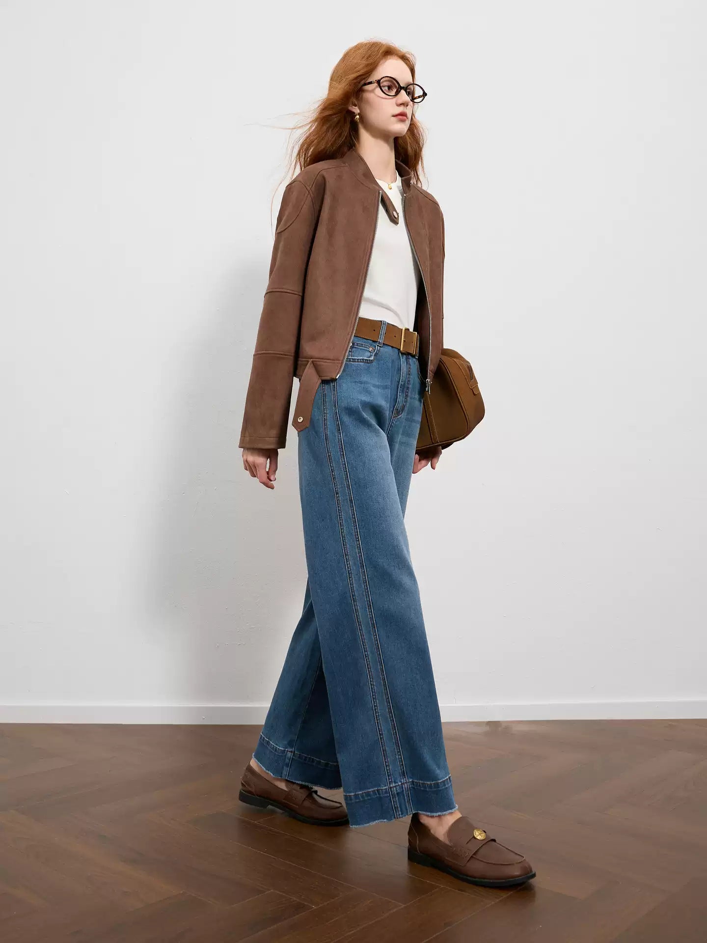 High-Waist Straight Wide-Leg Jeans