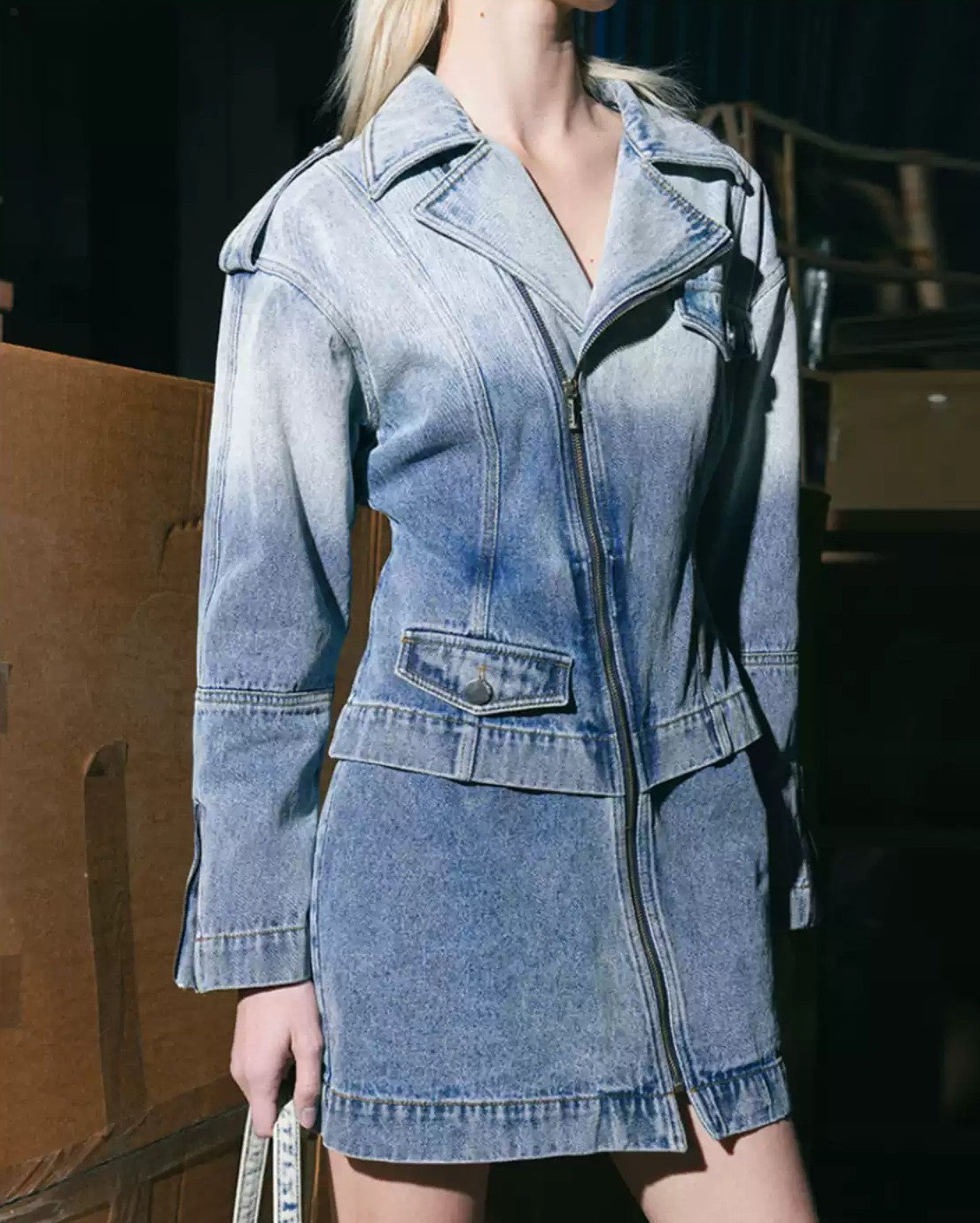 Retro Denim Two-Piece Dress