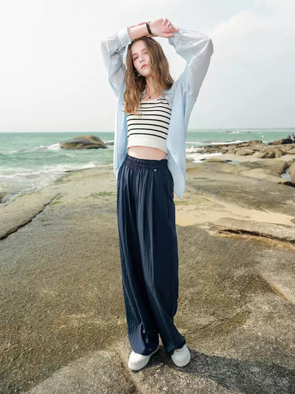 High-Waist Straight-Leg Casual Pants