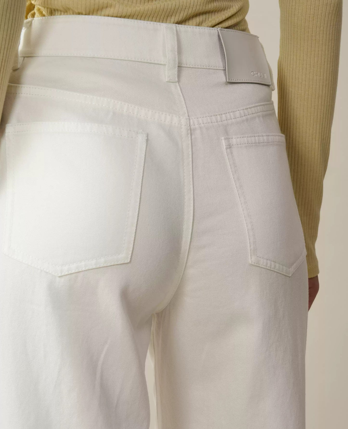 High-Waisted White Wide-Leg Jeans