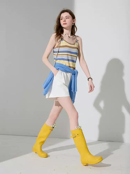 High-Waist Cotton Wide-Leg Shorts