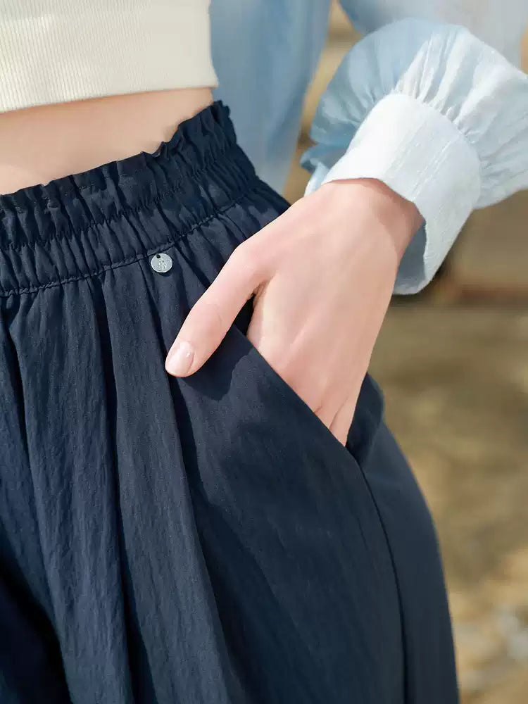 High-Waist Straight-Leg Casual Pants