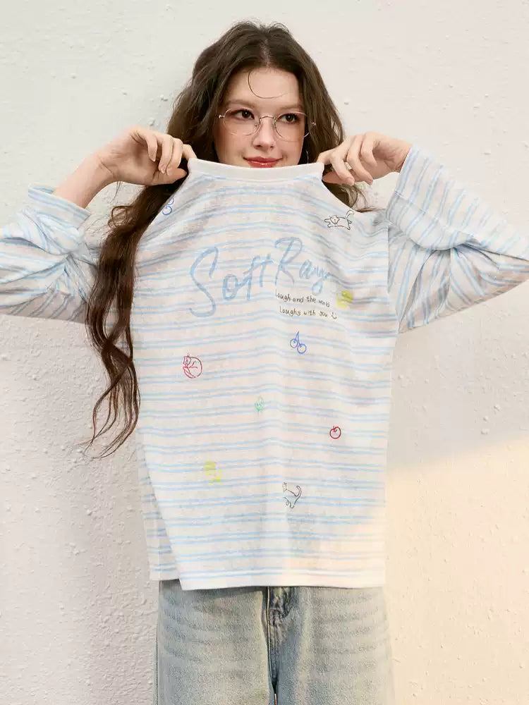 Striped Tencel Oversized Tee