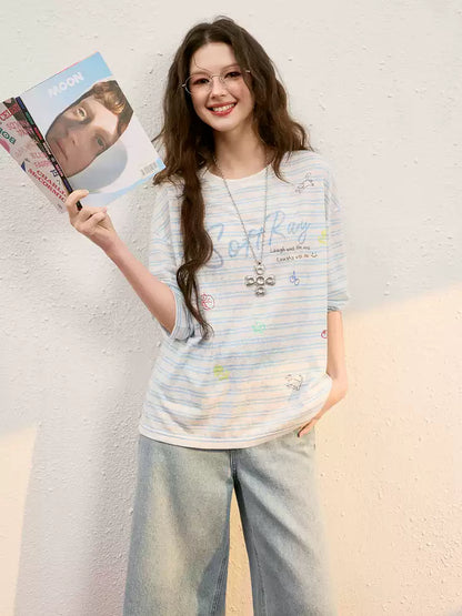 Striped Tencel Oversized Tee